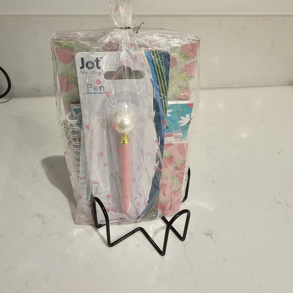 Strawberry & Pink Theme Stationary/Sticky Note Gift Set (4 piece)
